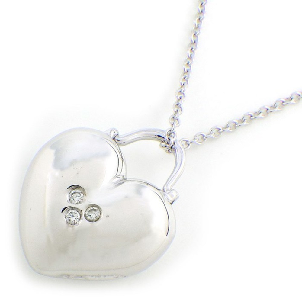 Tiffany Heart Lock Diamond Necklace White Gold